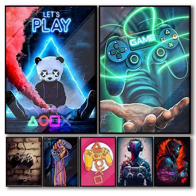 Neon-Spiel der 80er, ästhetisches Videospiel, Kawaii, Dekoration für das Spielzimmer, skandinavische Drucke, Wandkunst, Vintage-Poster, Leinwand,