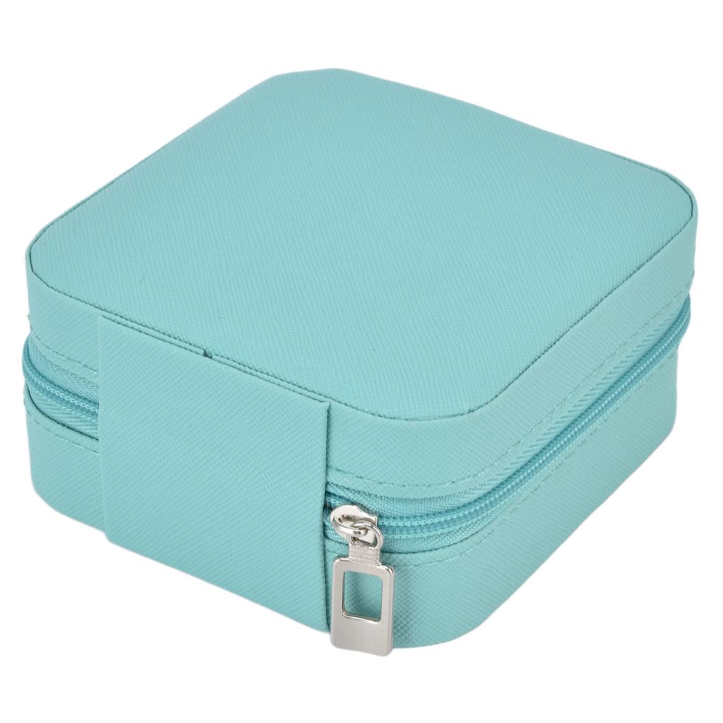 Portable Jewelry Case with Zipper 4 Grids Large Capacity Partition Storage Soft Lining Mini Jewelry