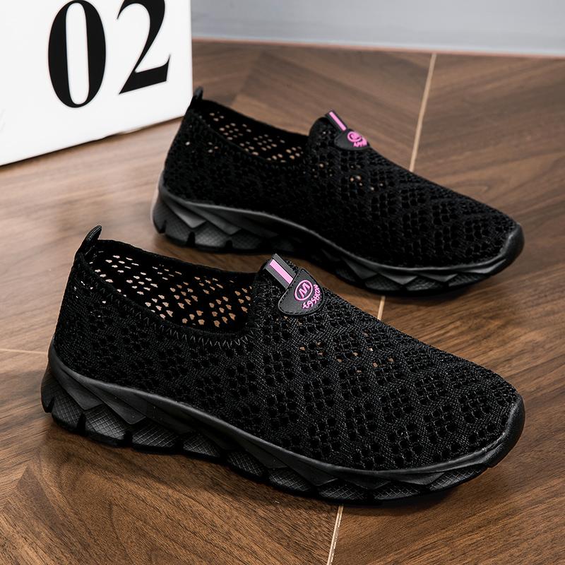 Summer Outdoor Casual Shoes Women's Mesh Breathable Flat Light Sneaker Female Loafers Casual Hollow Out Outdoor Flats Zapatos
