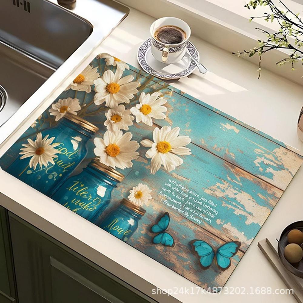 Kaffee Wasser Tasse Kieselgur Geschirr Matte Schnelltrocknend Rutschfest Abtropfmatte für Geschirr Arbeitsfläche Dekor Kaffeemaschine Geschirr Pad