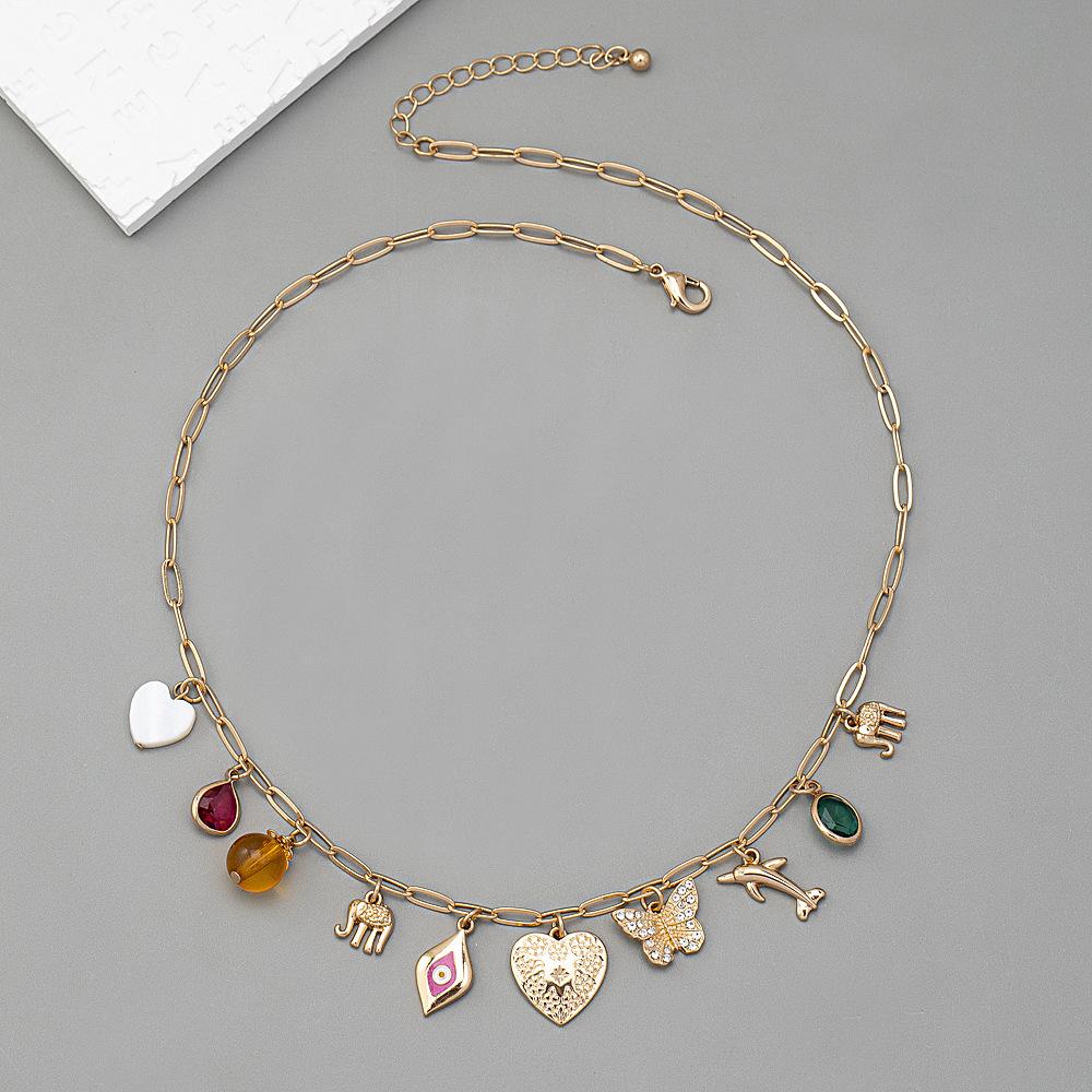 

Французское ретро цветное сердце, подвеска для сбора, ожерелье на ключицу в дворцовом стиле и аксессуары для женщин