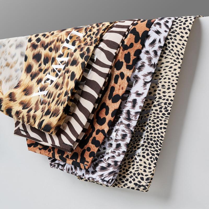 Herren 3D-konvexe Tasche sexy Tasche Ei-Buchstabe Leopardenmuster Eis-Seide Unterwäsche Slips Leopardenmuster Hose