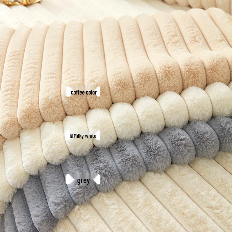 2025 Luxury Winter Sofa Cushion: Thick Rabbit Fur Plush, Non-Slip, Ideal for Solid Wood and Leather