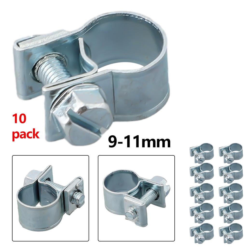 10Pcs Hose Clamp Carbon Steel 8-20mm Adjustable Mini Fuel Line For Jubilee Hose Clips Clamp Diesel Petrol Pipe Coolant Radiator