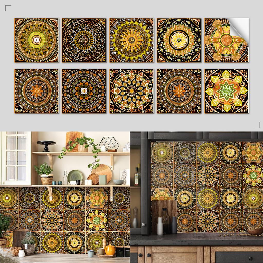 Nordic Tile Art Wall Sticker Kitchen Bathroom Waterproof And Oil-Proof Wallpaper Self-Adhesive Crystal Film Tile Sticker