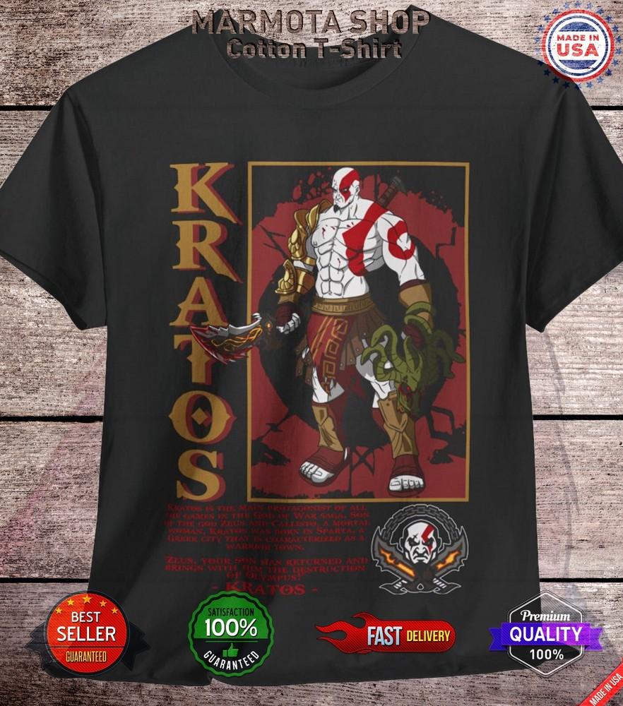 

Футболка God of War Kratos Ragnarok Мягкая футболка Подарок Все размеры Унисекс Спарта XL