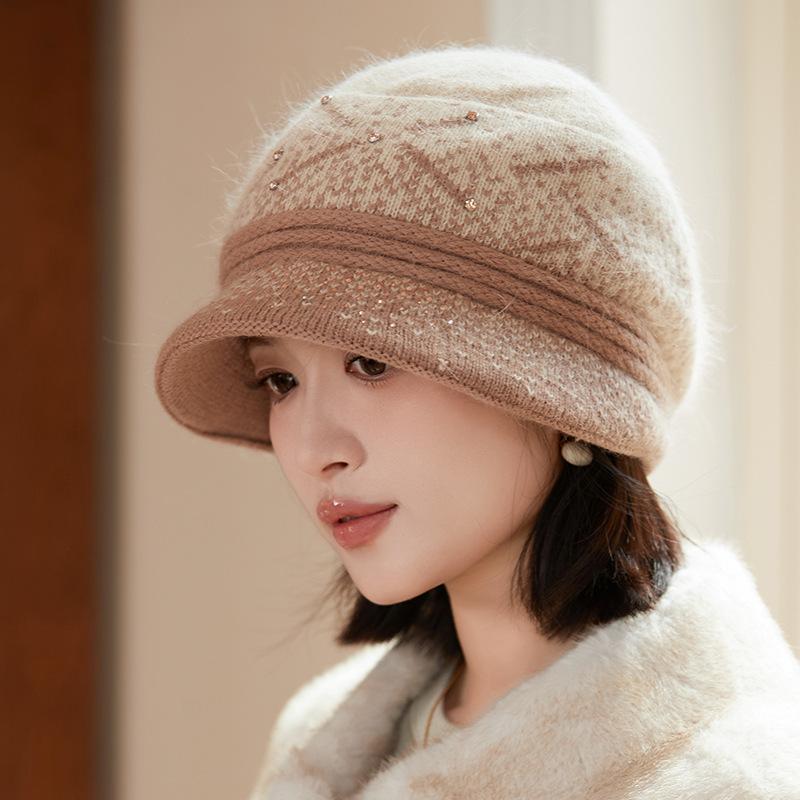 Women's Winter Warm Stylish Versatile Fashionable Beret Hat Anti-cold Ear Protection Wool Cap Middle-aged And Elderly Mom Hat