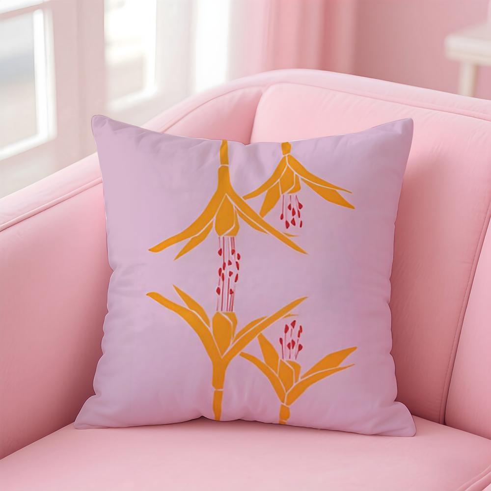 Colorful Flower Illustration Print Art Cushion Cover Pillowcase Short Plush Invisible zipper Room Sofa Cushion Cover