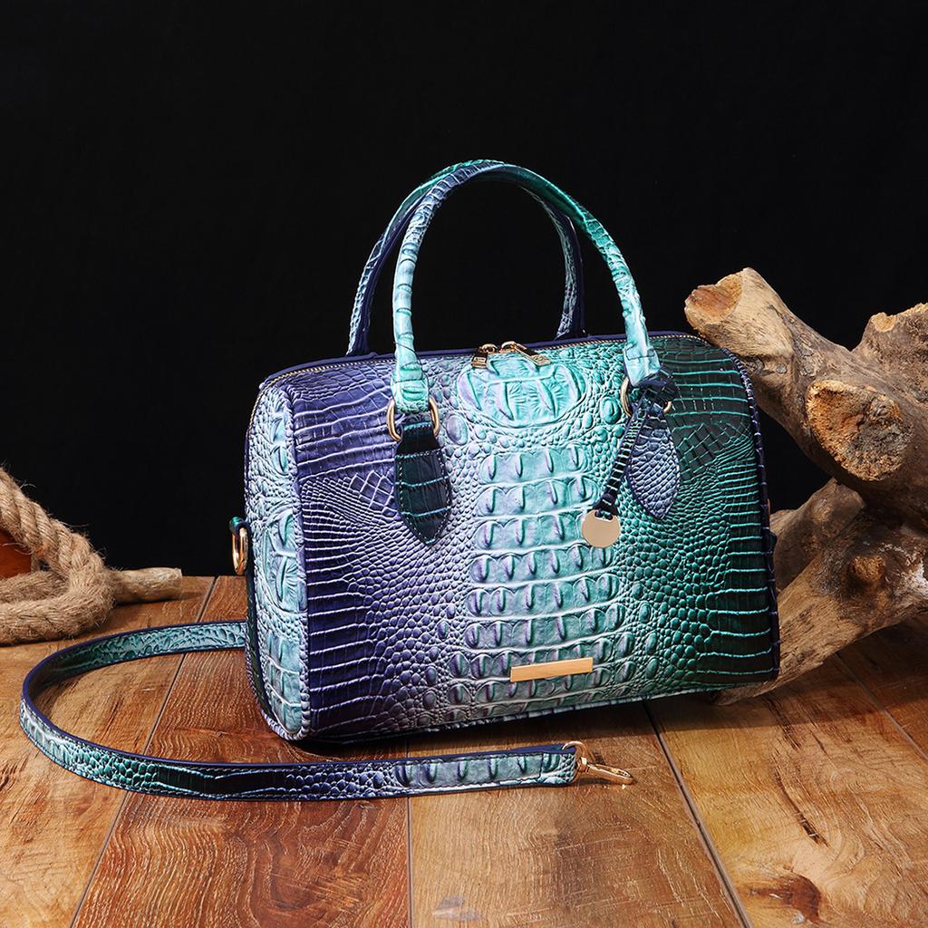 New European and American Handheld Underarm Crossbody Travel Retro Women's Bag Brahmin Crocodile Pattern