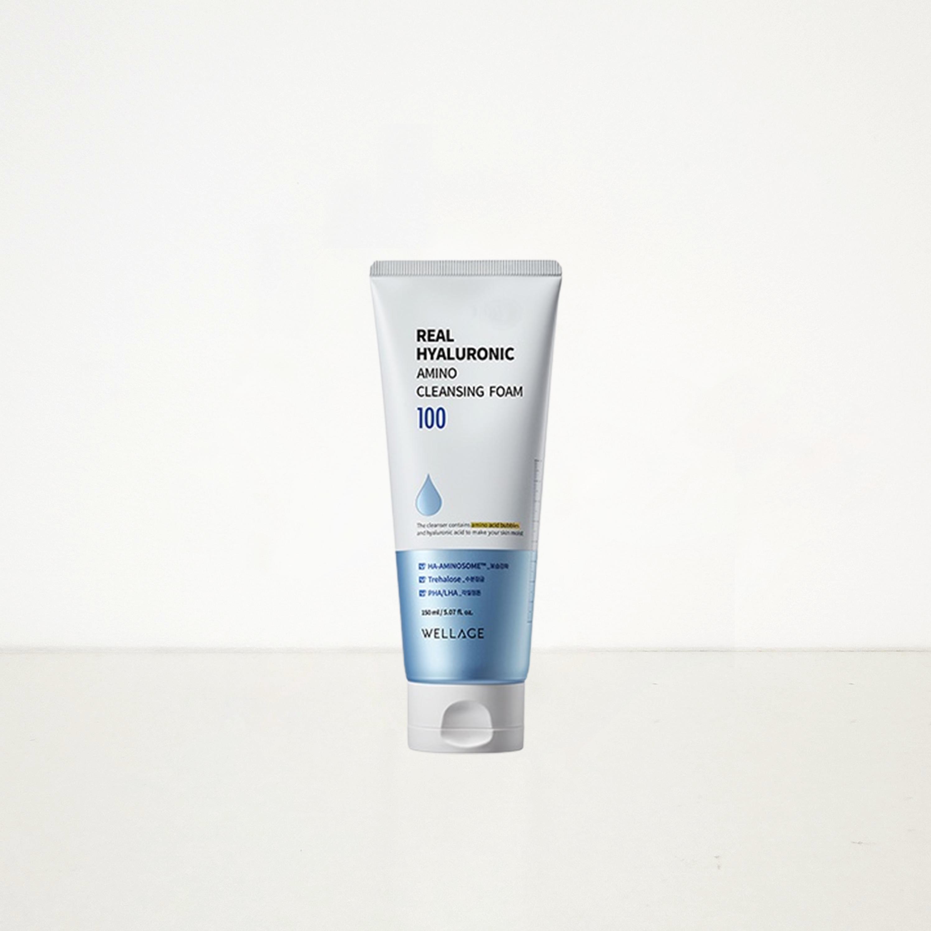 

[Wellage] Пенка для умывания Real Hyaluronic Amino 100 (150мл) Очиститель влаги
