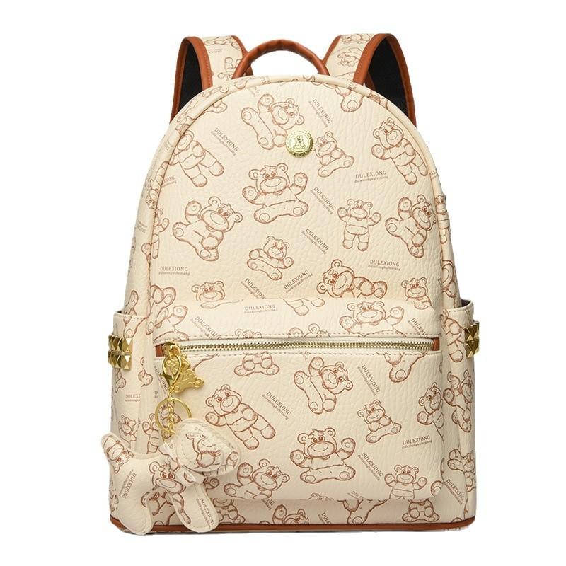 Schoolbag Chubby Bear High Goods Backpack Niche Rivet Travel Backpack Bag Large Capacity Female Student School Bag 1011 New