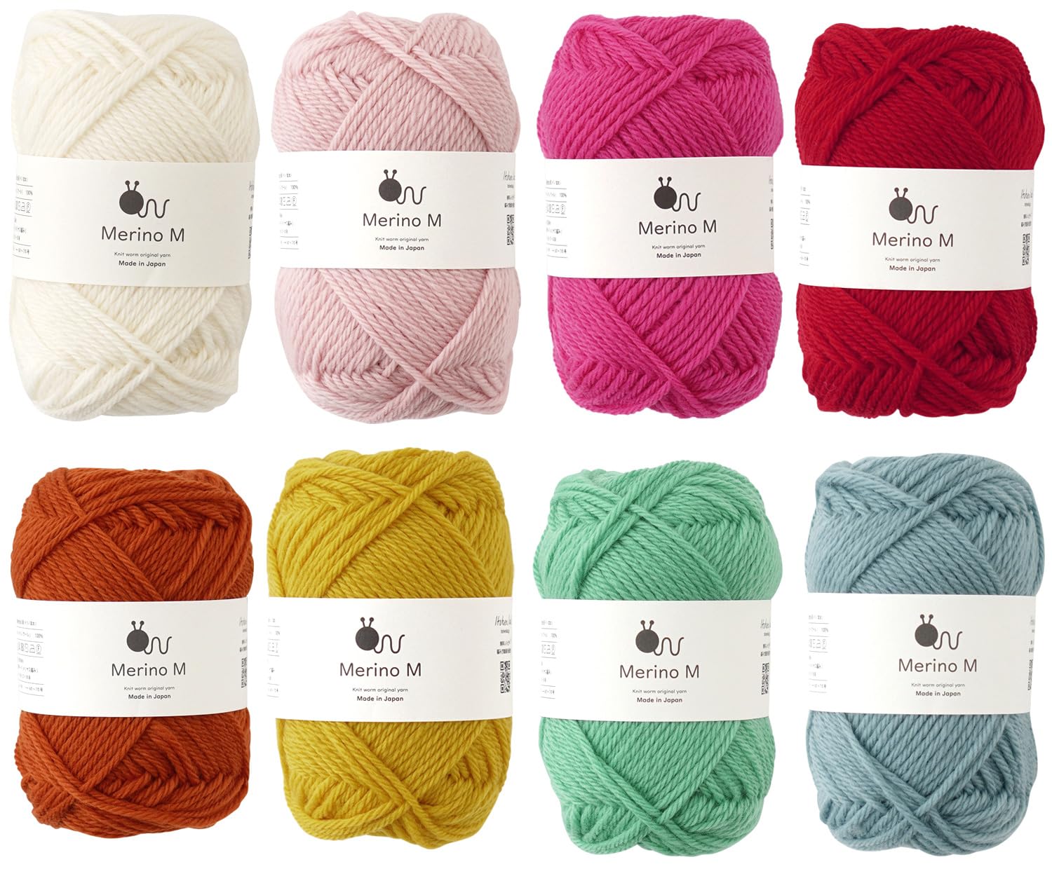 

Пряжа из необработанной шерсти Knitworm средняя упаковка Меринос М, вес, 40 г, примерно. 80м, 8-цветный (1. Свет)