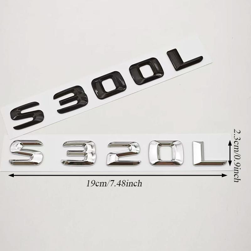 HUUML1 3D ABS Car Letters Logo S300L S320L Badge Sticker Emblem Decals For Mercedes Benz S Class S300L S320L V221 V222 Tail Accessories