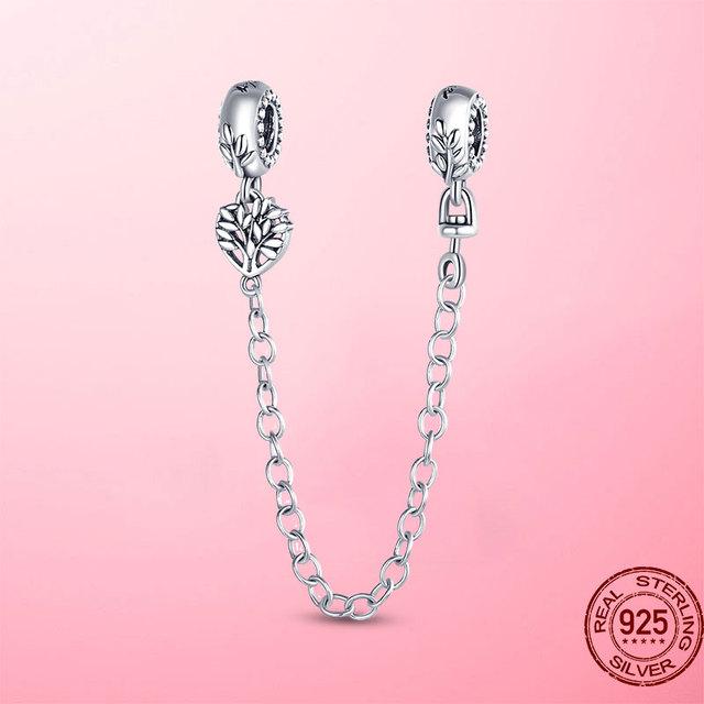 925 Sterling Silver Beads Classic Safety Chain Stopper Clip Charm Fit Original Fashion Bracelet Silver 925 Jewelry Making Gift