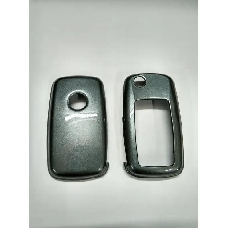 Hard Plastic Keyless Remote Key Fob Flip Key Protection Case Cover (Gloss Carbon Grey Color) For VW Volkswagen MK6