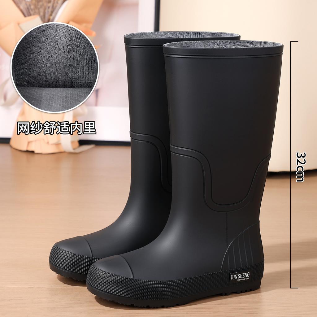 Rain shoes women's fashion adult tall rain boots Internet celebrities foreign style long tube shoes non-slip anti-rubber shoes kitchen boots