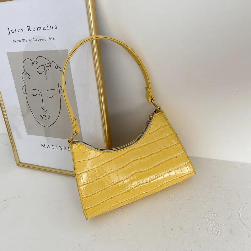 

Женская изысканная сумка для покупок, брендовая повседневная сумка высокого качества, винтажные сумки на плечо, женская однотонная сумка на цепочке жёлтый