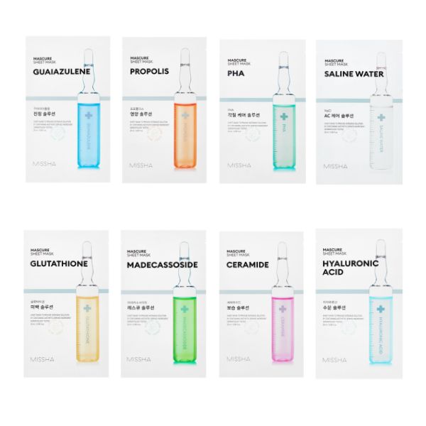 MISSHA Mascure Sheet Mask 8-Type Complete Variety Set 0.94oz × 8 Sheets