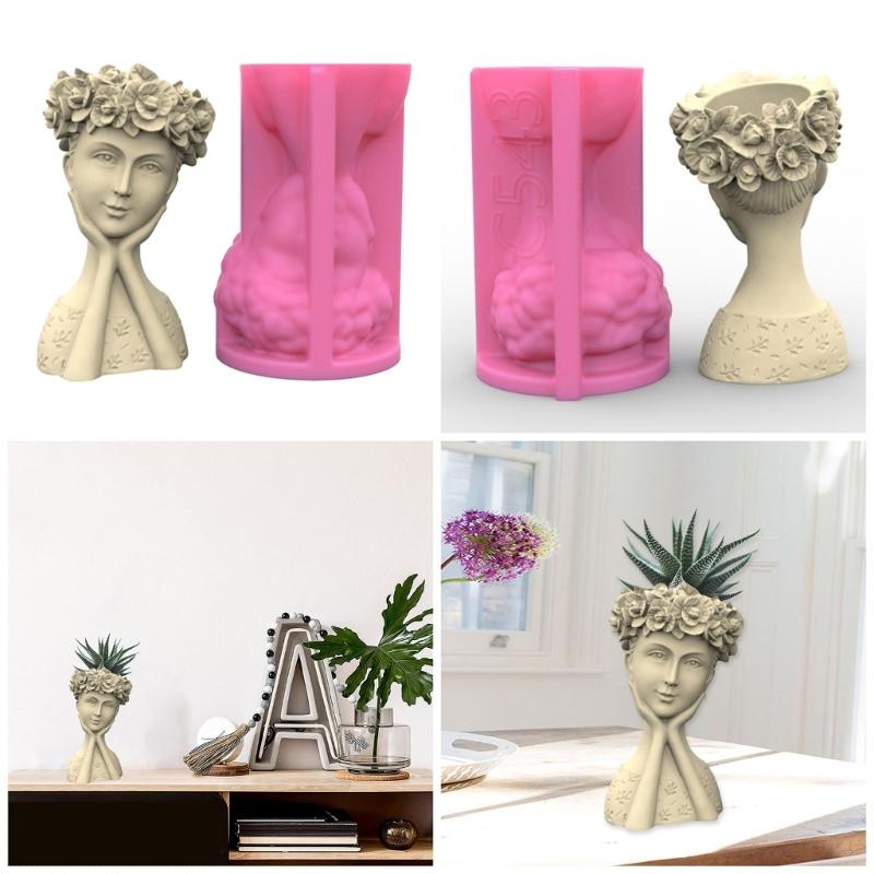 Silicone Mold Flower Wreath Girl Flower Pots Molds Succulent Planter Vase Exploy Casting Mould Home Decorations Crafts