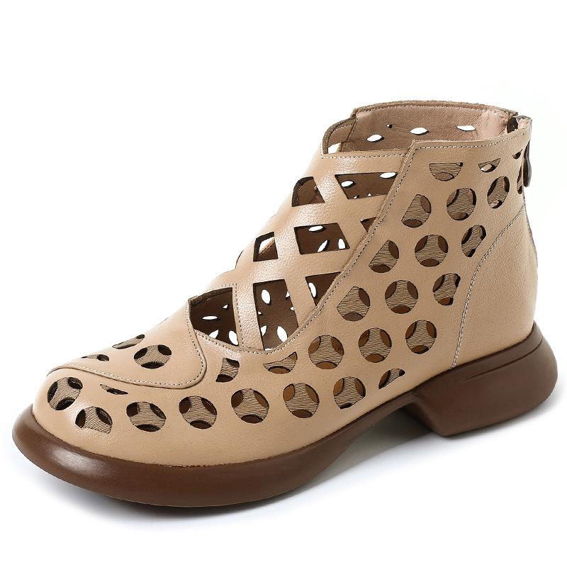 

Модные летние сандалии GKTINOO из натуральной кожи, дышащие полые ботильоны, мягкие нескользящие удобные сандалии для женщин большого размера 5