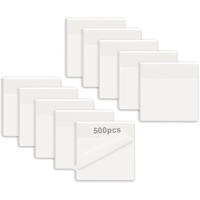 Transparent Sticky Notes 500 Pcs, MIUTME Clear Sticky Notes Waterproof Translucent Color Memo Pad 3 x 3 inch, See Through Notes for Office College