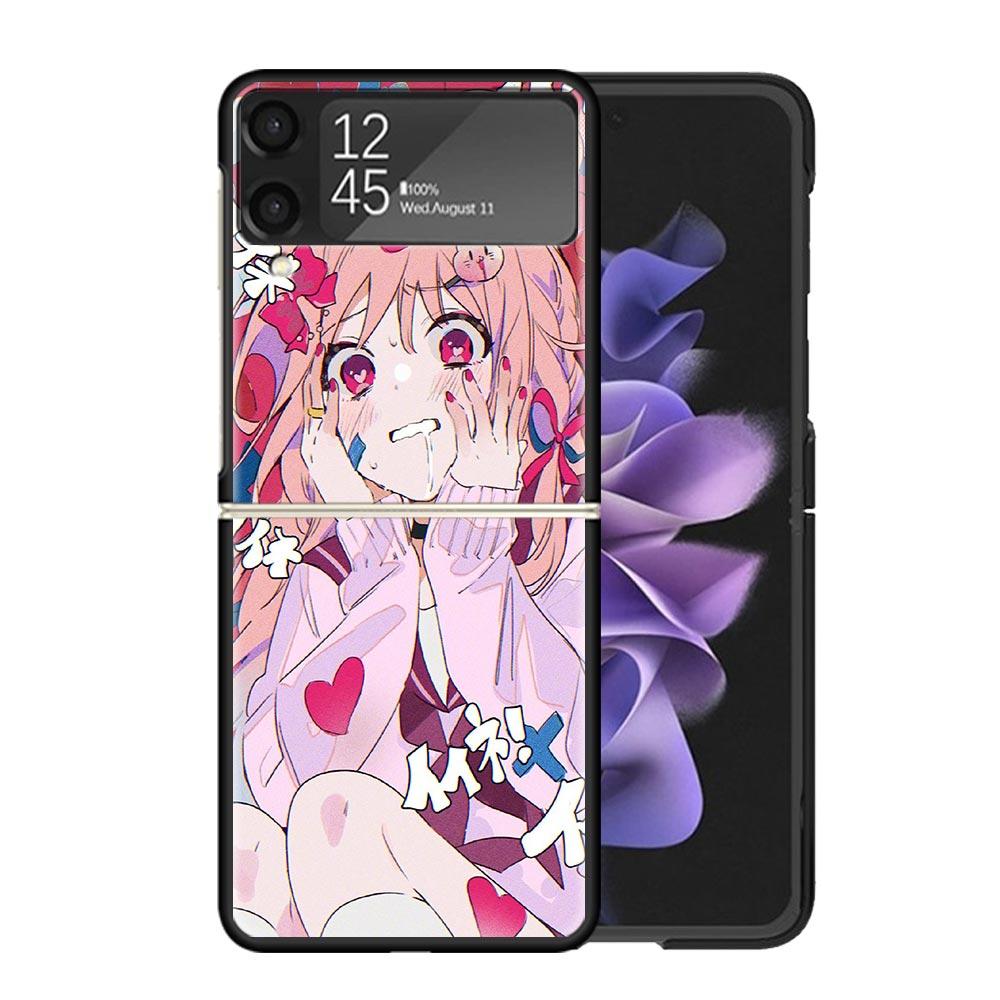 Cute Anime Girl INS Clear Phone Case For Samsung Z Flip 7 6 5 4 3 Galaxy ZFlip7 ZFlip6 ZFlip5 ZFlip4 ZFlip3 5G Print Cover Z Fli