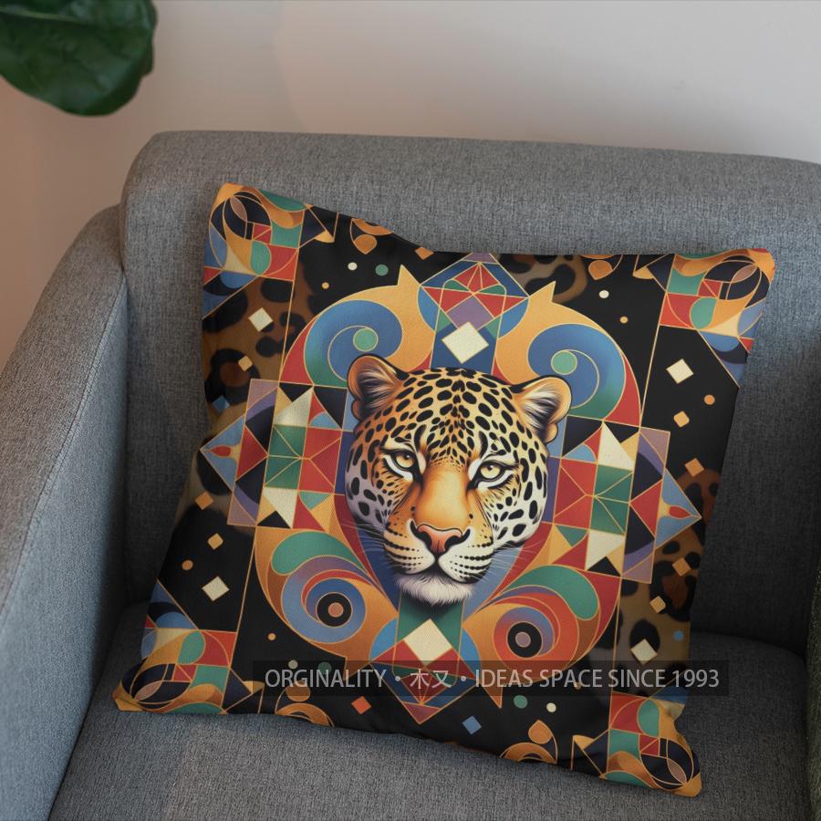2D Colorful Leopard Pattern Decorative Pillow Cover Pattern Cushion Cover Suitable For Sofa Bedroom Car Pillow Cover