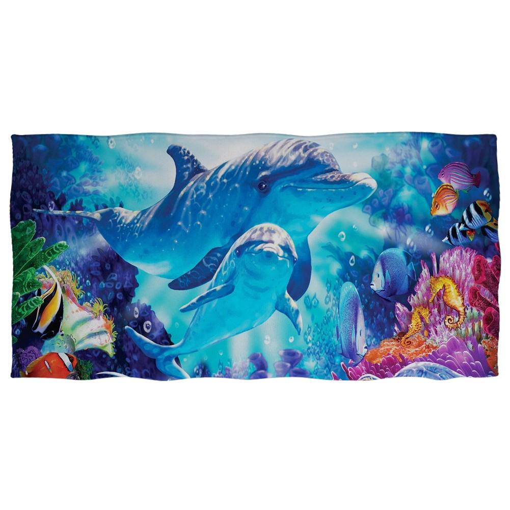 Süßes Delfin-Aufdruck Strandtuch für Erwachsene Kinder Weiches Wasserabsorbierendes Atmungsaktives Badetuch für Sommer Surf Reisehandtuch Decke