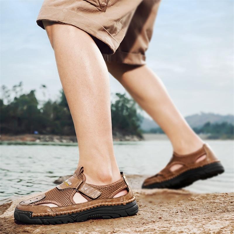 Mode Herren Strandspaziergangschuhe Outdoor 2025 Neu Bequeme und Leichte Sandalen Mesh Freizeitschuhe Herren Anti-Rutsch-Sandalen Größe 46