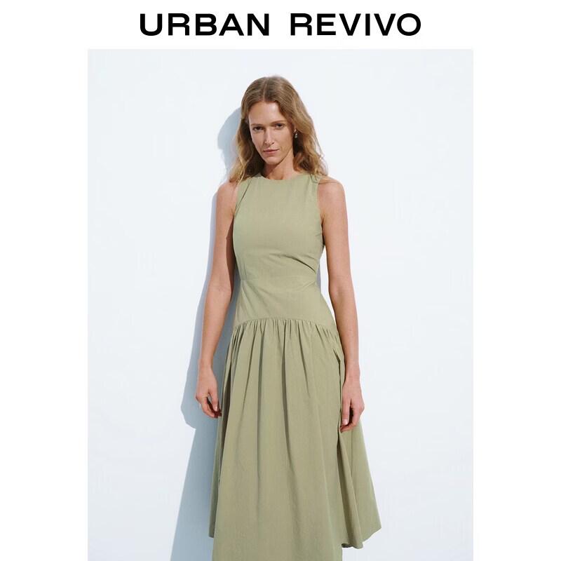 UR2026 Women s Spliced Cotton Midi Dress L
