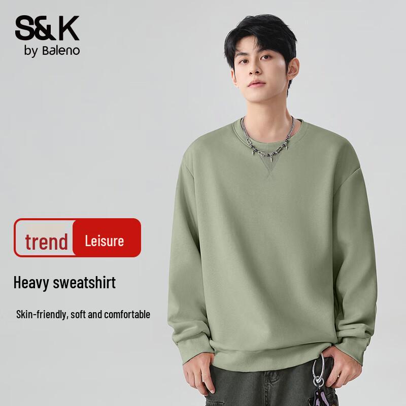 Baleno Men's S&K Series Pure Color Crew Neck Knitted Sweatshirt