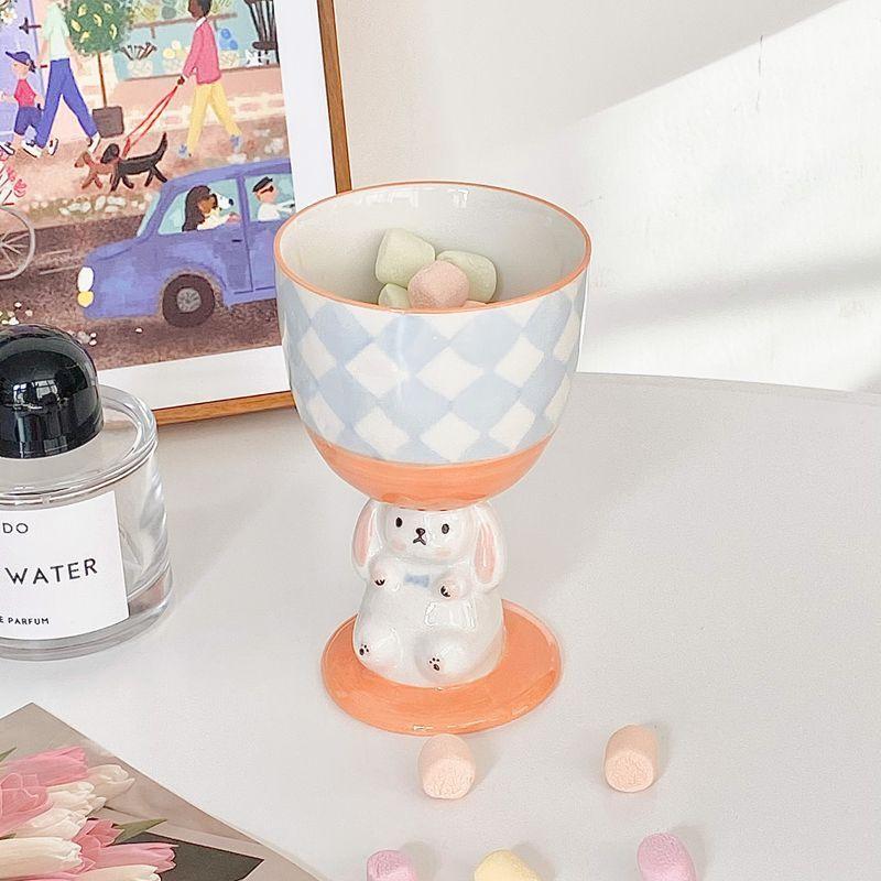 Niedlicher Rosa Hase Basis Trinkgeschirr Keramik Kreativ Cartoon Häschen Niedliche Wasser Tasse Dessert Eis Schüssel Teetasse Kawaii Dropshipping