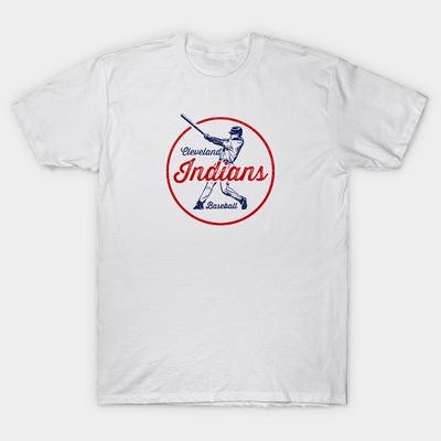 Asian Size Men Black Print T-shirt Indians Vintage Baseball No-Cut Heat Transfer Print Cotton Tshirt