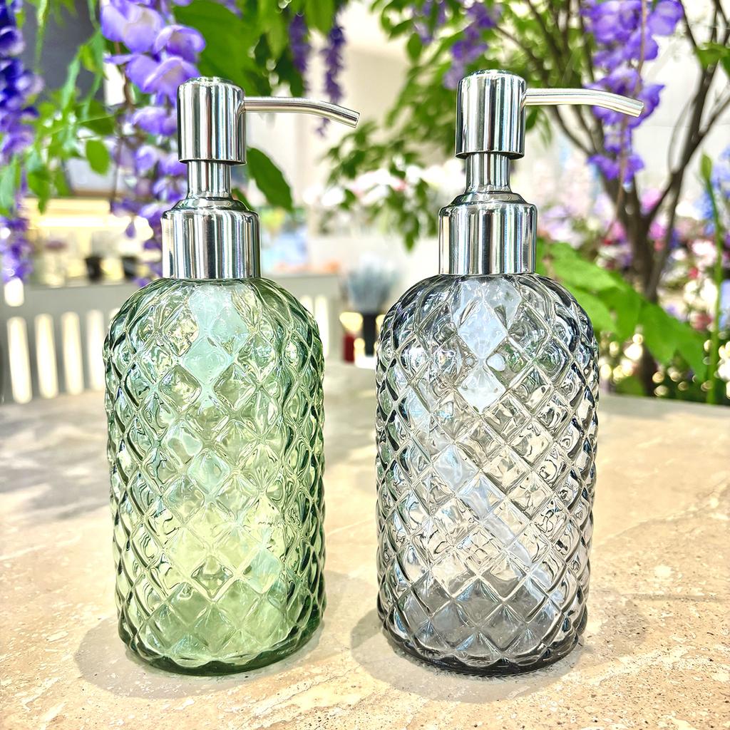 450ml Stainless Steel Glass Soap Bottle Bathroom Soap Dispenser Refillable Liquid Glass Shower Gel Bottle Liquid Soap Dispenser