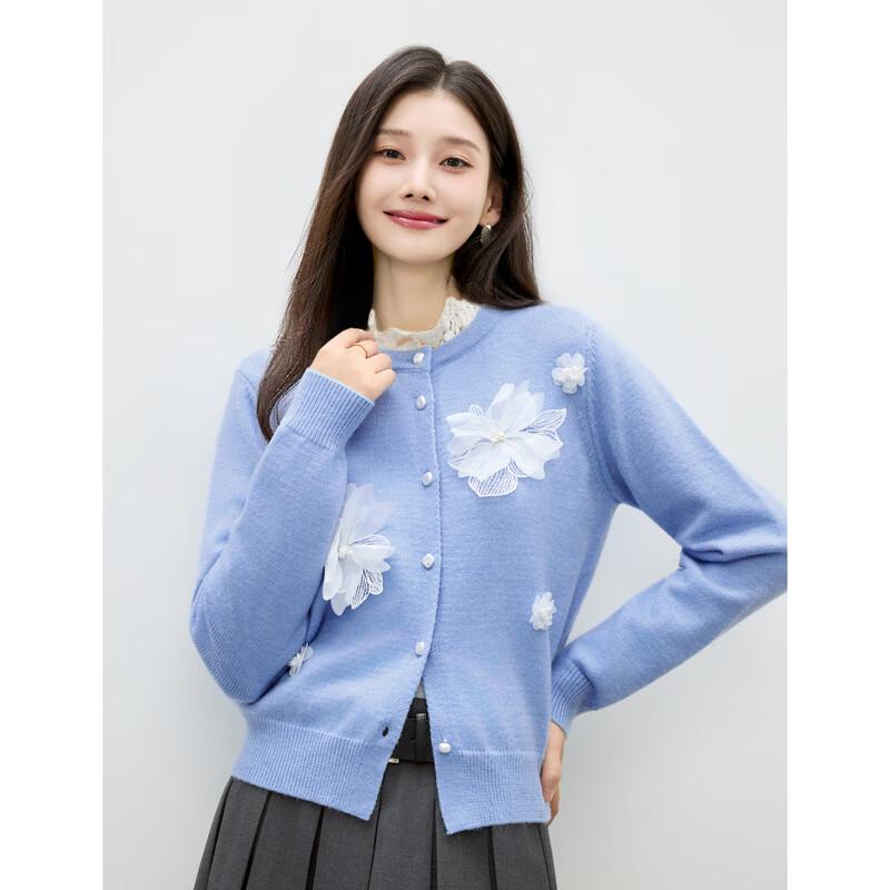 

Qiushui Yiren Women s 3D Floral Knit Cardigan M