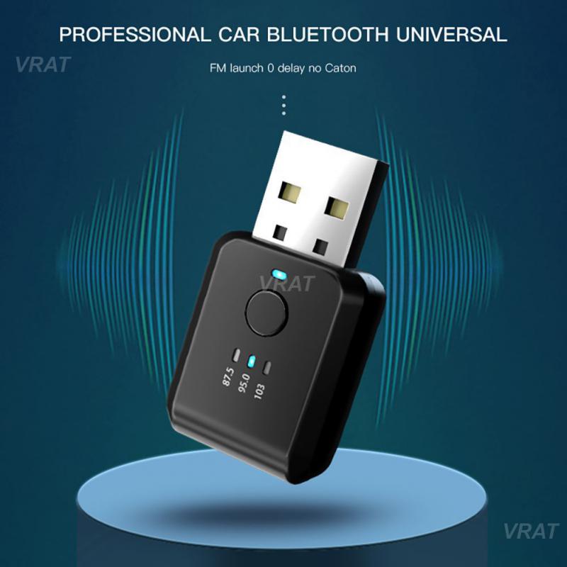 Adapter USB Stereo Dwa w jednym Reguluj Częstotliwość FM Kompatybilny z Bluetooth 5.1 5V Mini Adapter USB Bluetooth Dwa w jednym