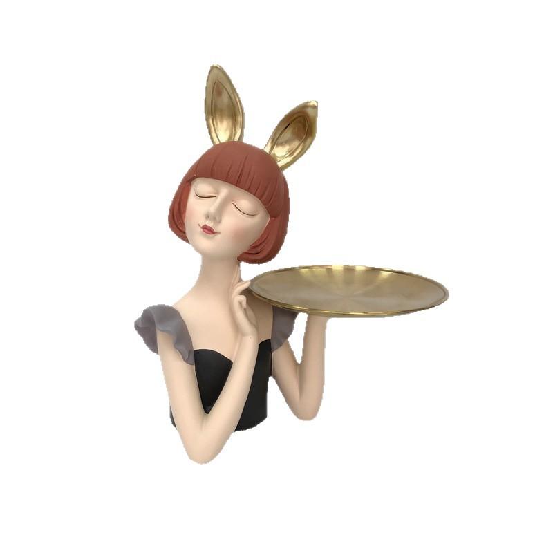 Simple Girl Tray Decorative Item Luxury Home Decoration Craft Table Entrance Hall Key Storage