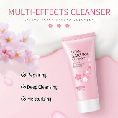 Sakura Face Cleanser Tägliches Gesichtswaschmittel 50 g Feuchtigkeitsspendende Hautreinigung der Poren Sanft schäumendes, tiefenreinigendes Gesichtsreinigungsmittel