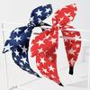 Women Headband USA Flag Independence Day Theme Three-Dimensional Rabbit Ear Bow Shape Headband Sponge Filling Non-Slip Hair Hoop