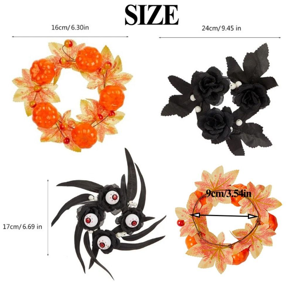 Mini Candlestick Wreath Silk Flower Creative Candle Holder Wreaths Halloween Decor Rose/Eyeball/Pumpkin Candle Wreath