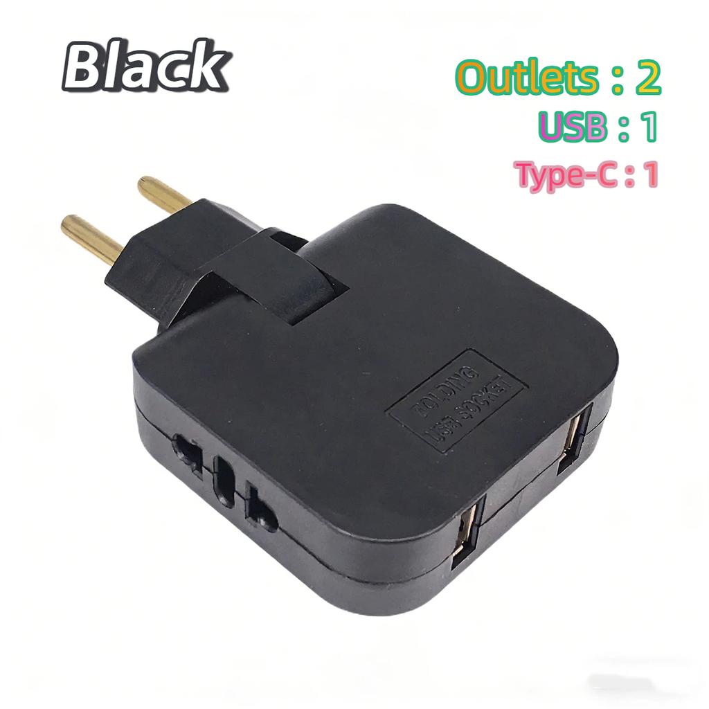 European Standard Rotating Plug Adapter – 180° Rotatable Multi-Outlet Extension Socket Cordless, Lightweight & Portable