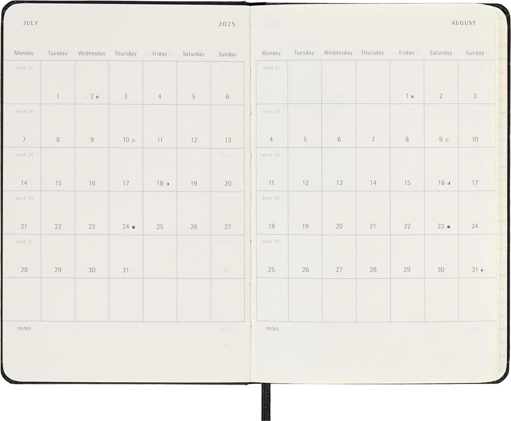 Moleskine Classic 12 Month 2025 Weekly Vertical Planner, Hard Cover, Pocket (3.5" X 5.5"), Black, 144 Pages