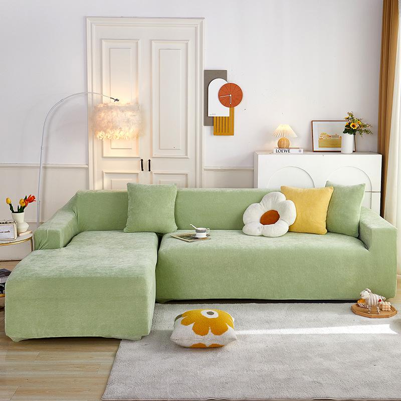 Fluwelen Bankhoezen Elastische Bankhoes Verdikken Stretch Slipcover voor Woonkamer 2/3 Zits Fauteuil L-vormige Bankhoes