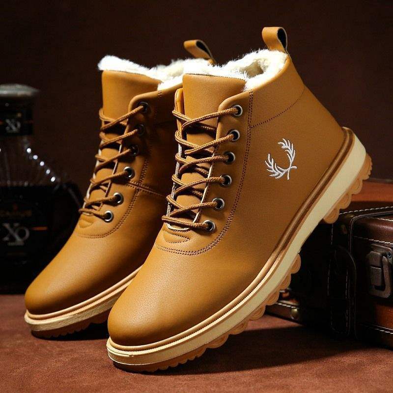 Cotton Boots Men's New Winter Velvet Thickened Warm Snow Boots Korean Version Trendy Retro British Casual Martin Boots