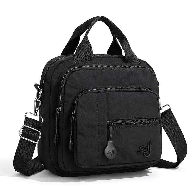 Mini Zaino in Nylon da Donna, Borsa a Tracolla Leggera con Tasche Multiple