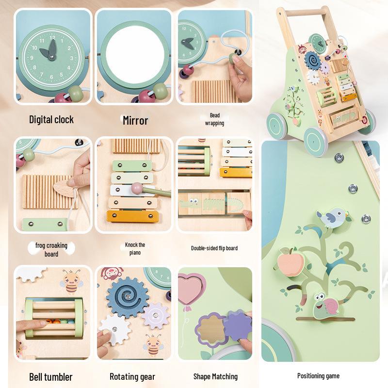 Multifunctional Wooden Baby Walker and Stroller