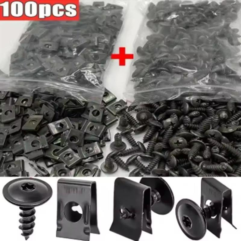 Motorcycle & Car Electric Scooter U-Clip Metal Fastener with Self-Tapping Screw