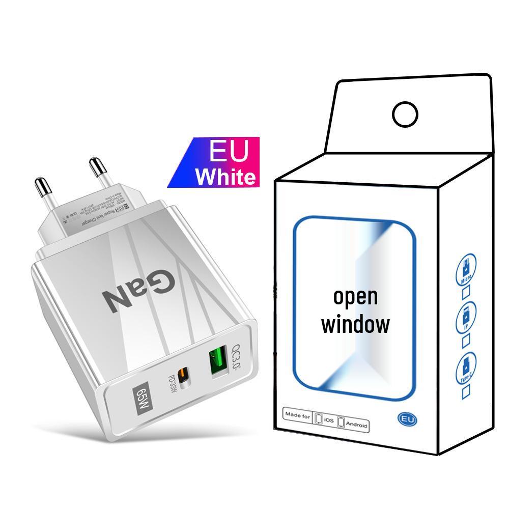 GaN 33W USB Fast Charger: QC 3.0 & PD, US/EU/UK Plug, Ideal for Mobile Phones