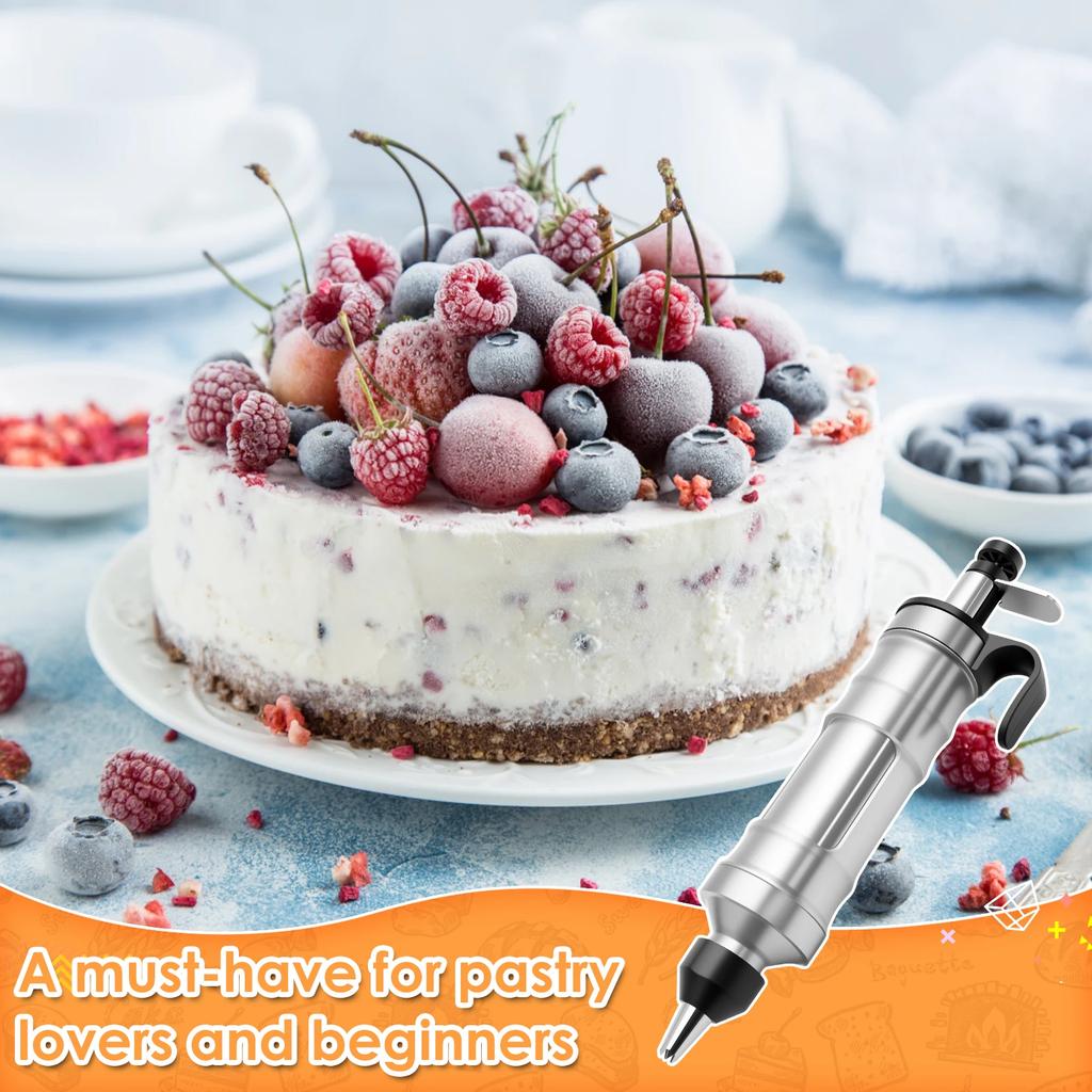 Stainless Steel Cake Cream Decorating Gun Cookie Making Machine Piping Nozzles Mold Pastry Syringe Extruder Kitchen Baking Tools