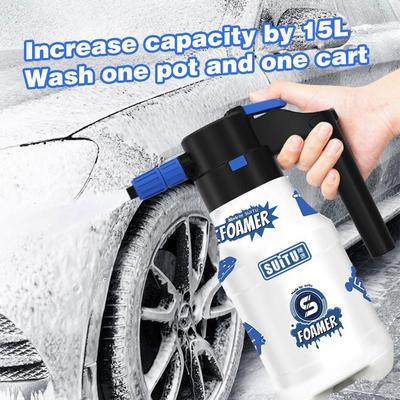 Botella pulverizadora para lavado de coches de 1,5 L Pulverizador eléctrico de espuma Pulverizador de mano a batería Lanza para coche Suministros para el hogar Regadera de litio Clea U8S4